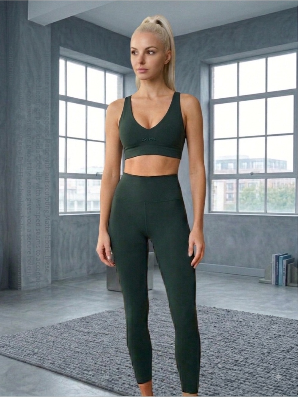 NWT Nike x SKIMS Dark Teal 3-Piece Set: Matte Legging + Longline Bra + Shrug - Picture 3 of 7